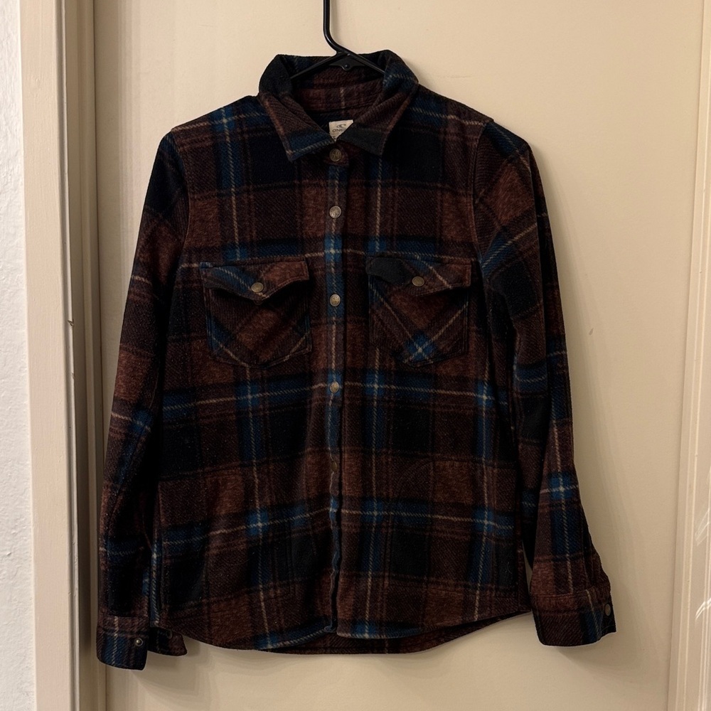 ** O’Neil ** Fleece warm Brown and Blue Plaid Shirt - small